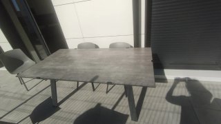 Mesa Jardín Aluminio y  bandeja de aspecto cemento