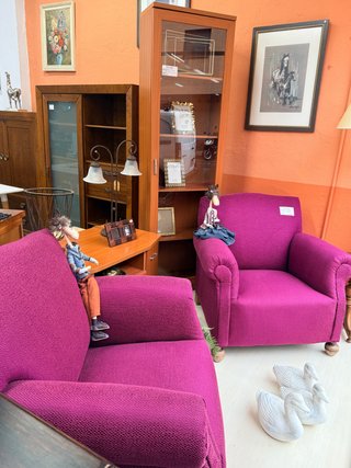 2 Sillones restaurados tela y madera