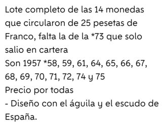 Set completo de las monedas de 5 duros de Franco
