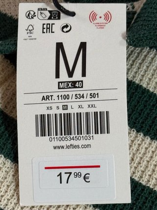 Camiseta de rayas verde y beige Talla M