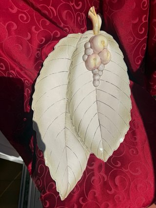 Gran Centro tipo frutero de mesa hojas cerámica