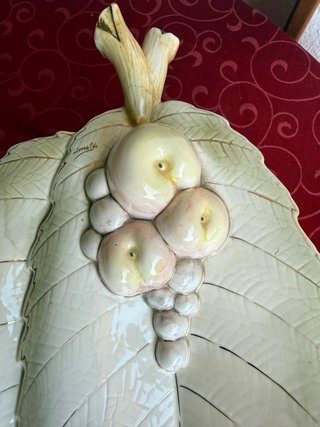 Gran Centro tipo frutero de mesa hojas cerámica