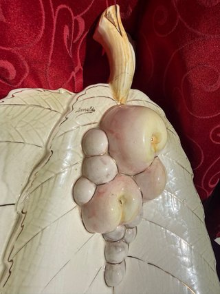 Gran Centro tipo frutero de mesa hojas cerámica