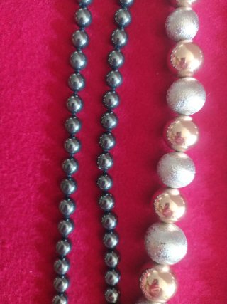 Collane vintage perle nere e argento