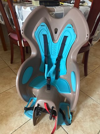 Silla bici bebé marrón y azul