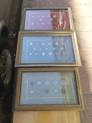 3 Cuadros Decorativos con Monedas Antiguas