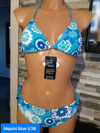 Biquini floral azul y blanco T/38