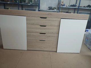 Mueble de salón madera y blanco