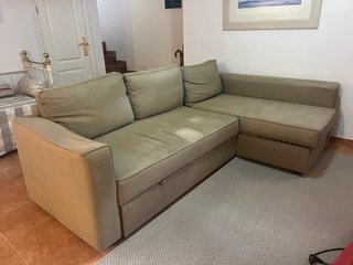 Sofá chaise longue beige/gris