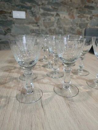 Juego 10 Copas Cristal Tallado Vintage