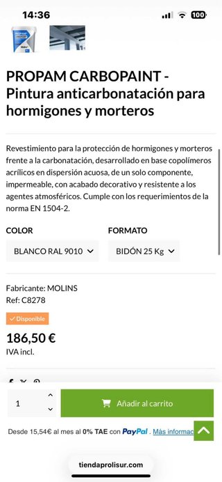 Propam Carbopaint  BLANCO RAL 9010