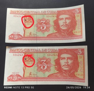 3 Pesos Cubanos Che Guevara 2005