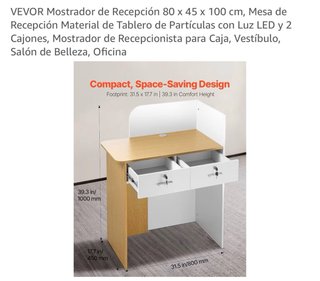 Mostrador blanco y madera sin usar