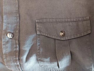 Camicia di lino uomo verde militare M manica lunga