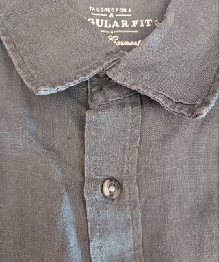Camicia di lino uomo verde militare M manica lunga