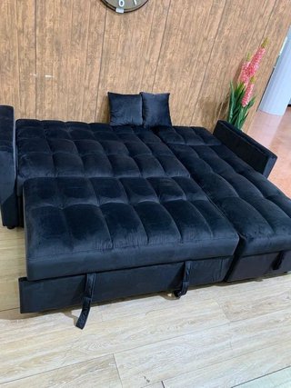 Sofá Cama Esquinero Negro