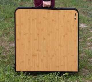 Mesa plegable camping bambú y metal