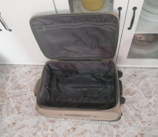 Maleta de mano beige con ruedas