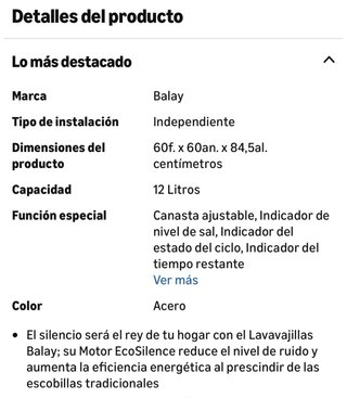 Lavavajillas Balay 60cm 13 servicios