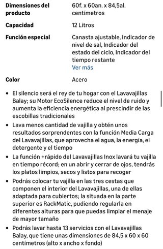 Lavavajillas Balay 60cm 13 servicios