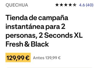 Tienda Quechua 2XL Seconds Fresh & Black