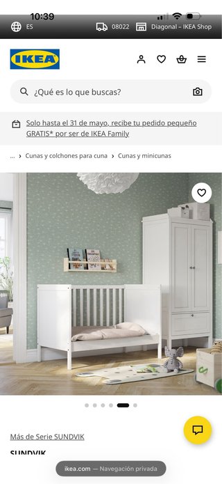 Cuna Ikea Sunvik con colchón premium