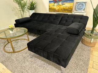Sofá Cama Chaise Longue Negro 198cm