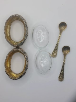 Coppia di ciotole per caviale in argento stile Louis XV con cucchiaini