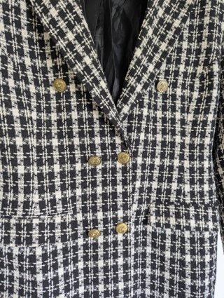 Blazer de cuadros blanco y negro