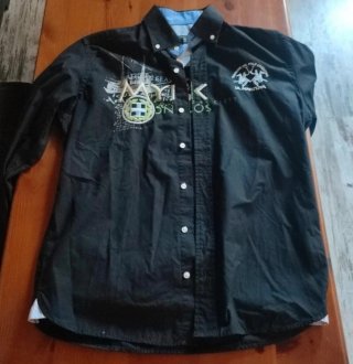 Camisa La Martina Negra Estampada