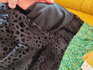 Vestido fiesta lentejuelas verde y negro
