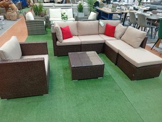 Conjunto Sofá Exterior 7 Piezas Mimbre