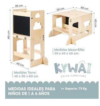 Torre Montessori 3 en 1 Pizarra y Mesa