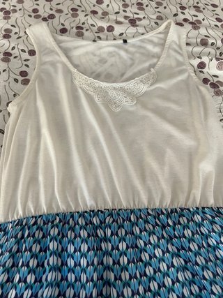 Vestido tirantes estampado azul y blanco