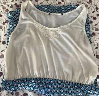 Vestido tirantes estampado azul y blanco