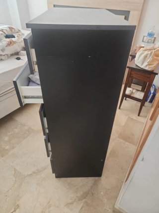 Cómoda 5 Cajones Negra Madera