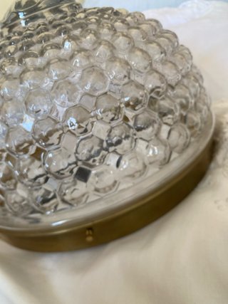 Plafón de techo antiguo cristal y metal dorado