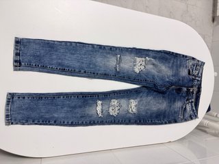 Jeans skinny azul desgastado rotos talla S