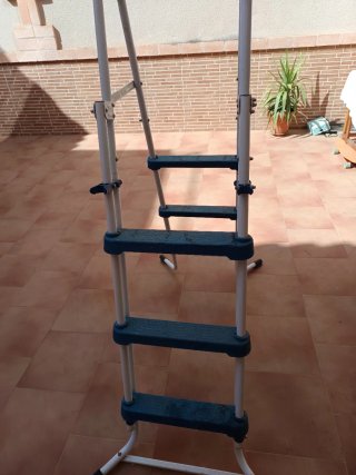 Escalera Piscina Metal/Plástico Azul/Blanco