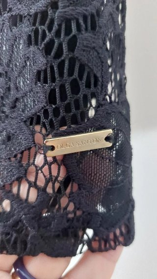 Top encaje negro manga corta OLGA SANTONI