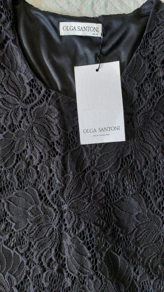 Top encaje negro manga corta OLGA SANTONI