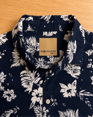 Camisa Hawaiana Azul Marino - Talla L