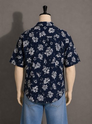 Camisa Hawaiana Azul Marino - Talla L