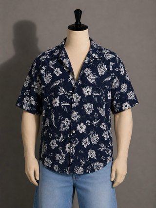 Camisa Hawaiana Azul Marino - Talla L