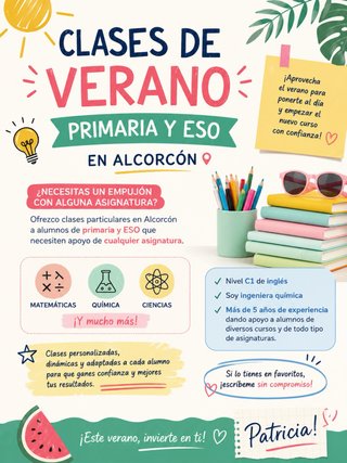 Clases verano refuerzo primaria y ESO