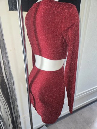 Vestido fiesta rojo brillante