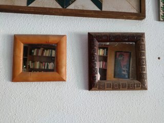 Set di 9 specchi decorativi in legno e cristallo