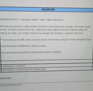 Mostrador dos alturas tienda/recepción