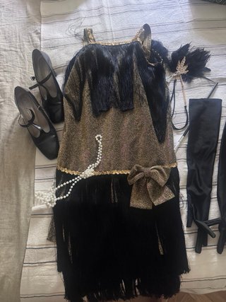 Disfraz Años 20 Vestido Negro/Dorado Talla Única
