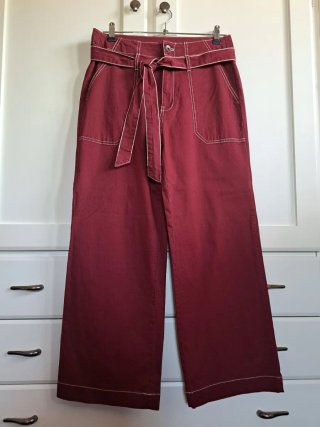Pantalón ancho mujer color vino